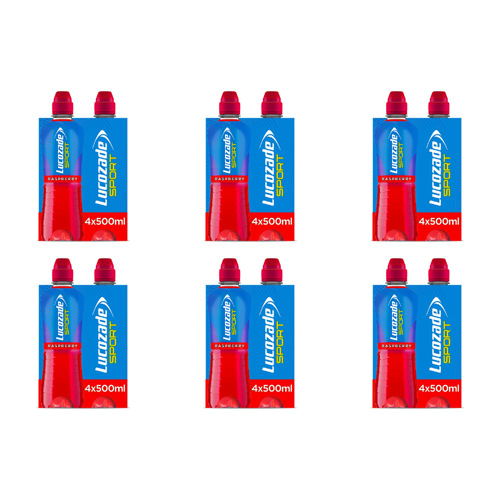 Lucozade Sport Raspberry 4 x 500ml (Bulk Buy Pack Of 6)