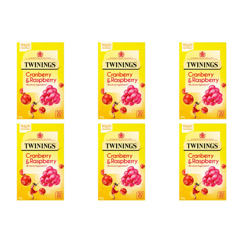 Twinings Cranberry & Raspberry Envelope Tea 20 (Bulk Buy Pack Of 6)