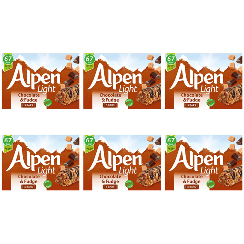 Alpen Light Chocolate and Fudge Bar 5 Pack (Bulk Buy Pack Of 6)