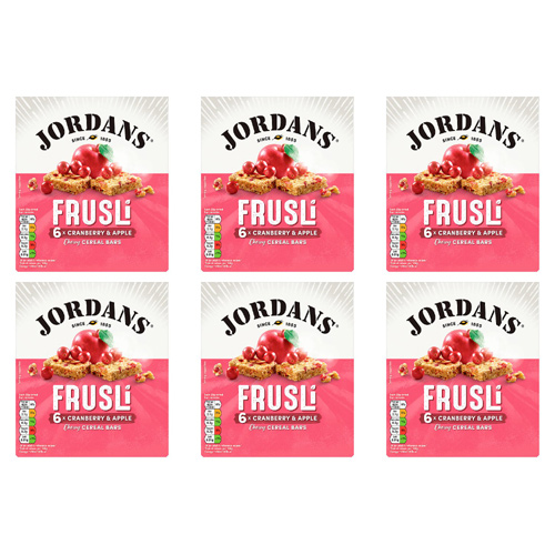 Jordans Frusli Bars Cranberry and Apple 6 Pack (Bulk Buy Pack Of 6)