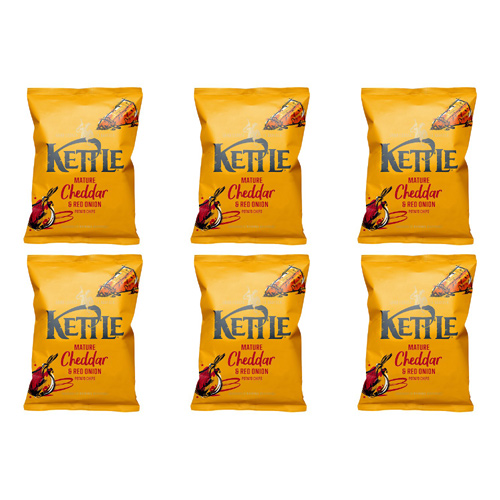 Kettle Chips Mature Cheddar and Red Onion (Bulk Buy Pack Of 6)