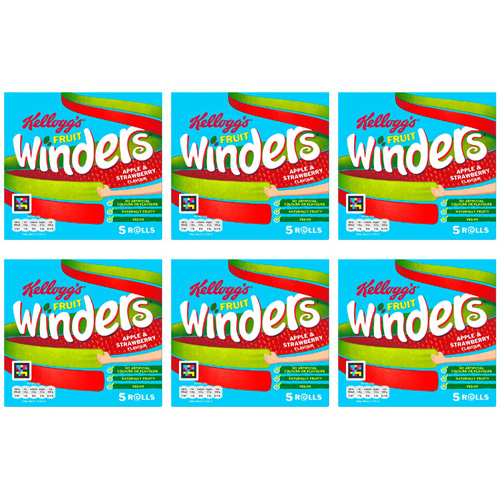 Kelloggs Fruit Winders Strawberry and Apple 5 Pack (Bulk Buy Pack Of 6)