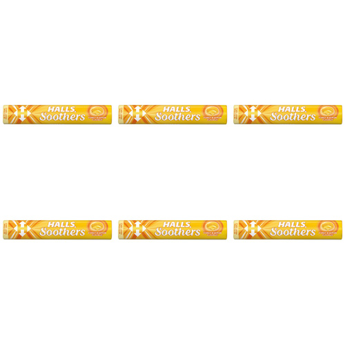 Halls Soothers with Real Honey & Lemon Juice (Bulk Buy Pack Of 6)