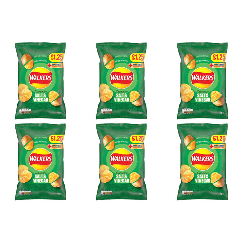 Walkers Salt & Vinegar Crisps Share Bag (Bulk Buy Pack Of 6)