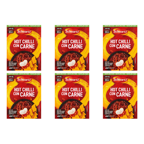 Schwartz Authentic Hot Chilli Con Carne Mix (Bulk Buy Pack Of 6)