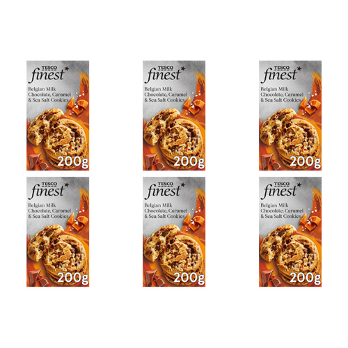 Tesco Finest Belgian Milk Chocolate, Caramel & Sea Salt Cookies (Bulk Buy Pack Of 6)