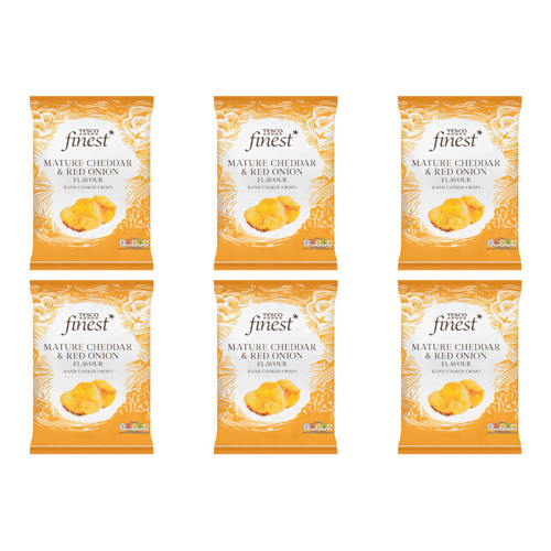 Tesco Finest Mature Cheddar & Onion Crisps (Bulk Buy Pack Of 6)