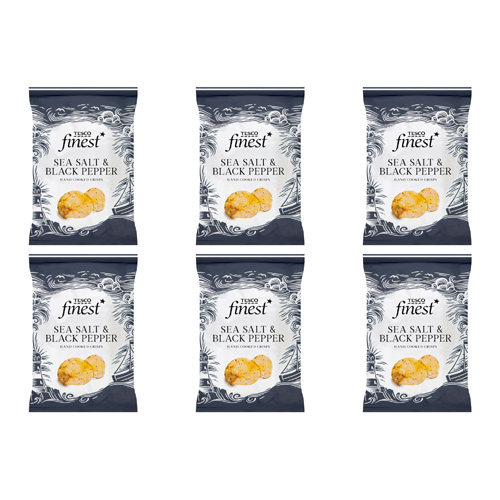 Tesco Finest Hand Cooked Crisps - Sea Salt & Black Pepper (Bulk Buy Pack Of 6)