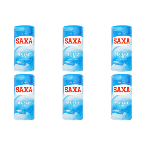 Saxa Fine Sea Salt (Bulk Buy Pack Of 6)