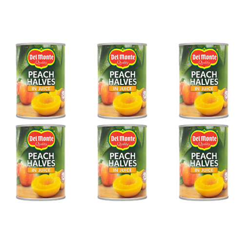 Del Monte Peach Halves In Juice (Bulk Buy Pack Of 6)