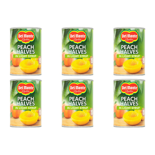 Del Monte Peach Halves In Light Syrup (Bulk Buy Pack Of 6)