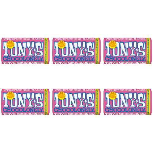Tonys Chocolonely White Raspberry Popping Candy Bar (Bulk Buy Pack Of 6)