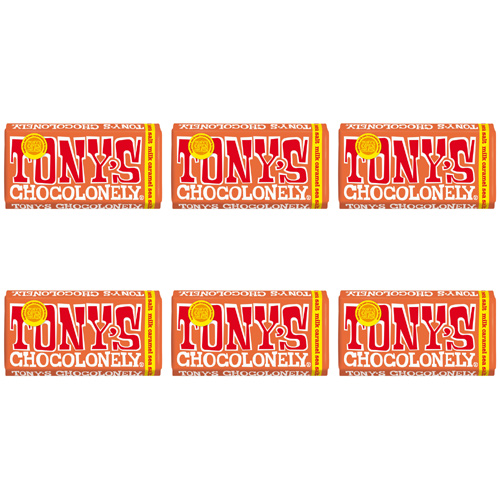 Tonys Chocolonely Fairtrade Milk Chocolate Caramel Sea Salt (Bulk Buy Pack Of 6)