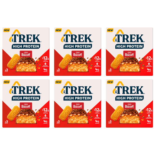 TREK High Protein Biscoff Bar 3 x 44g (Bulk Buy Pack Of 6)