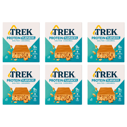 TREK Salted Caramel Protein Flapjacks 3 x 50g (Bulk Buy Pack Of 6)