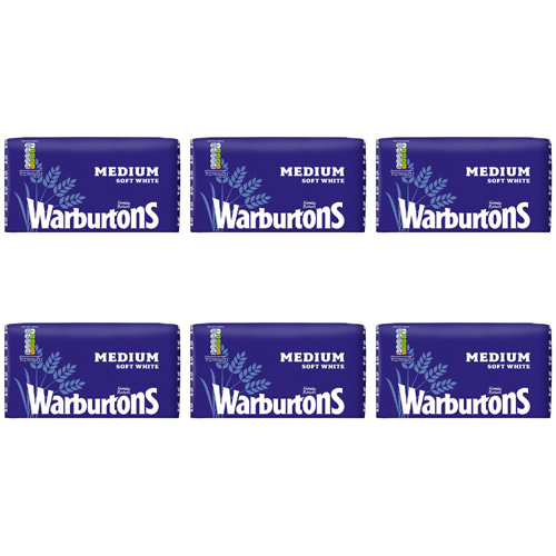 Warburtons Medium White Bread (Bulk Buy Pack Of 6)