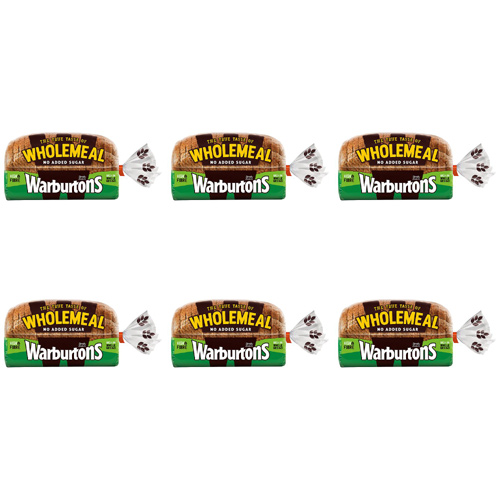 Warburtons Wholemeal Medium Bread (Bulk Buy Pack Of 6)