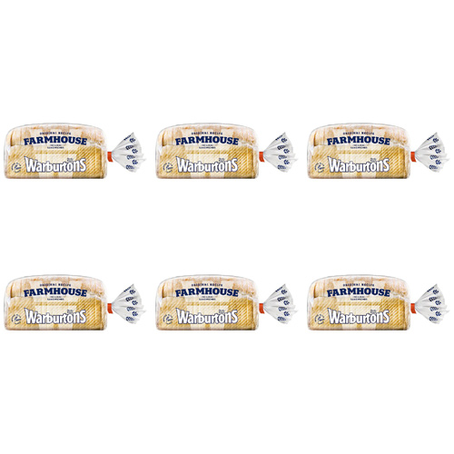 Warburtons Soft White Farmhouse Bread (Bulk Buy Pack Of 6)