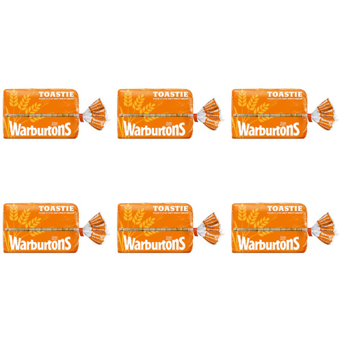 Warburtons Toastie White Bread Small (Bulk Buy Pack Of 6)