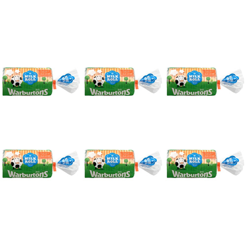 Warburtons Milk Roll White Bread (Bulk Buy Pack Of 6)