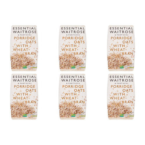 Essential Waitrose Porridge Oats with Wheatbran (Bulk Buy Pack Of 6)