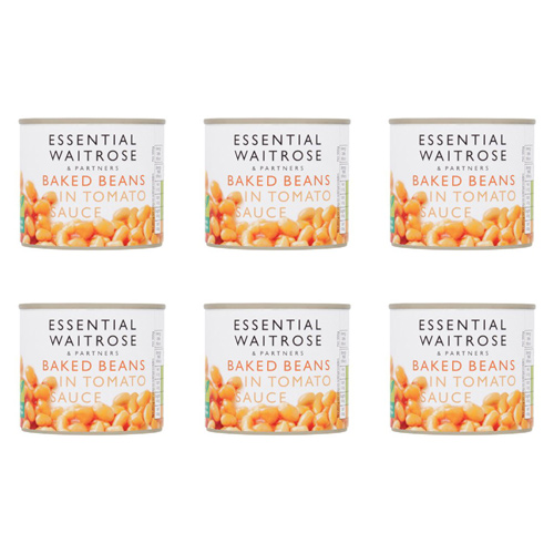 Essential Waitrose Baked Beans in Tomato Sauce Small Tin (Bulk Buy Pack Of 6)