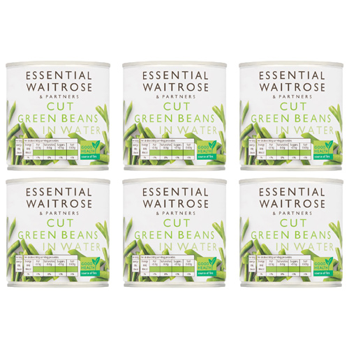 Essential Waitrose Cut Green Beans in Water (Bulk Buy Pack Of 6)