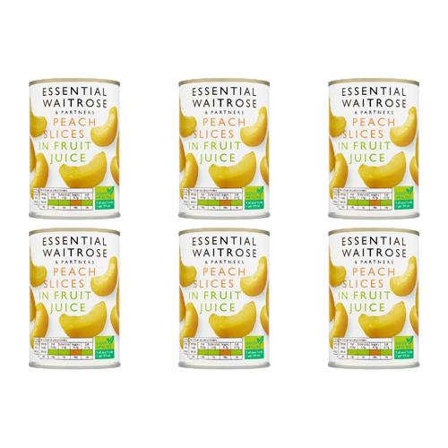 Essential Waitrose Peach Slices in Fruit Juice (Bulk Buy Pack Of 6)