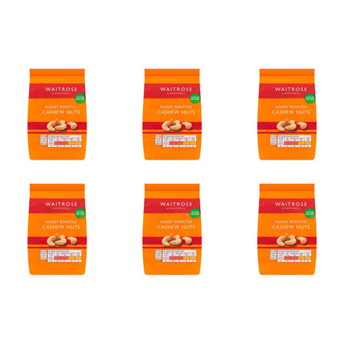 Waitrose Honey Roasted Cashews (Bulk Buy Pack Of 6)