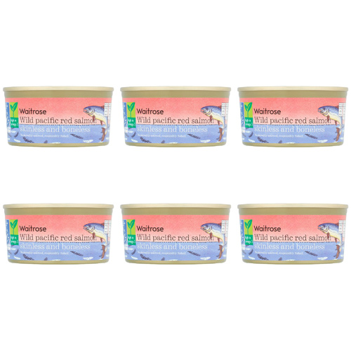 Essential Waitrose Wild Red Salmon Skinless and Boneless (Bulk Buy Pack Of 6)