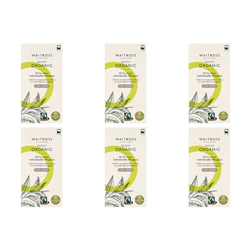 Waitrose Duchy Organic Earl Grey 25 Tea Bags (Bulk Buy Pack Of 6)
