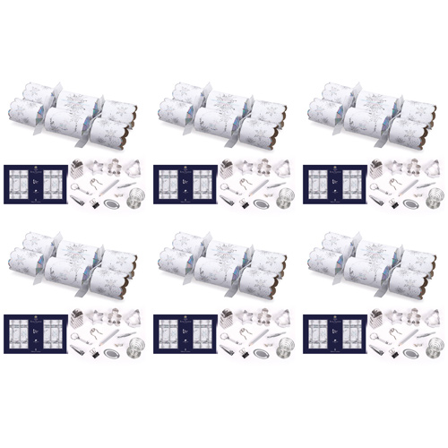 Tom Smith Luxury Crackers Silver & White Sparkle 8 Pack (Bulk Buy Pack Of 6)