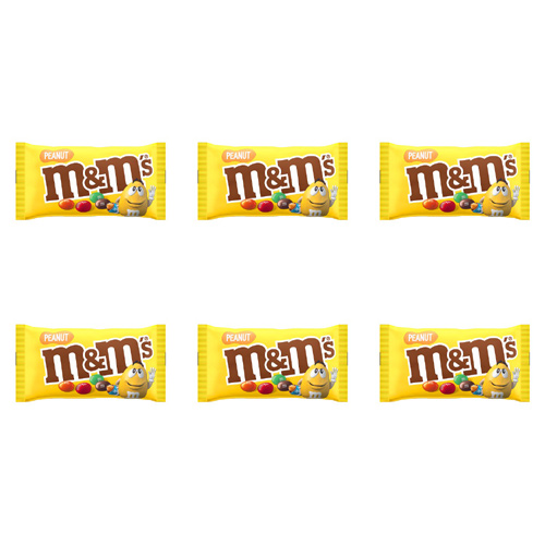 M&Ms Peanut Standard Bag (Bulk Buy Pack Of 6)