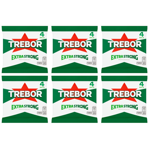 Trebor Extra Strong Peppermint Mints 4 Pack (Bulk Buy Pack Of 6)