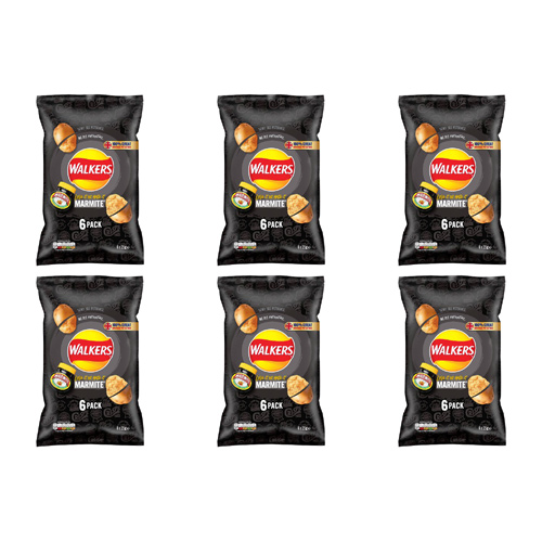 Walkers Marmite Crisps 6 Pack (Bulk Buy Pack Of 6)