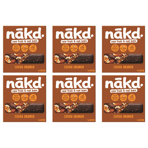 Nakd Free From Cocoa Orange 4 Pack (Bulk Buy Pack Of 6)