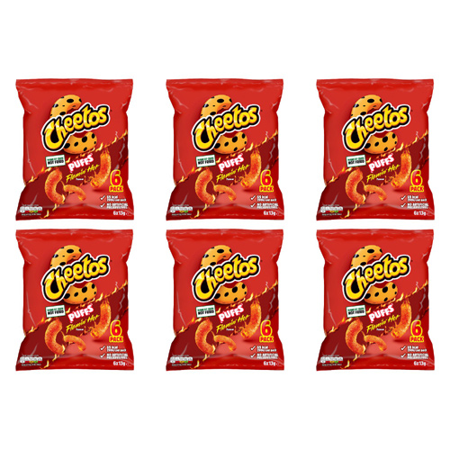 Cheetos Flamin Hot Puffs 6 Pack (Bulk Buy Pack Of 6)