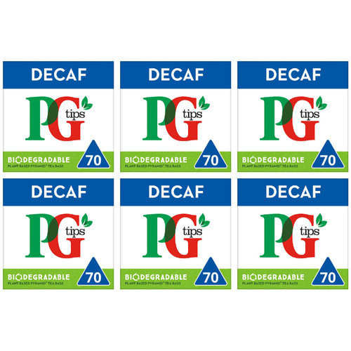 PG Tips The Tasty Decaf Tea Bags 70s (Bulk Buy Pack Of 6)