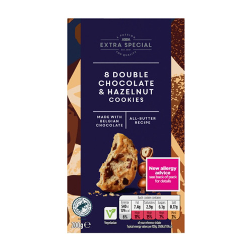 Asda Extra Special 8 Double Chocolate & Hazelnut Cookies