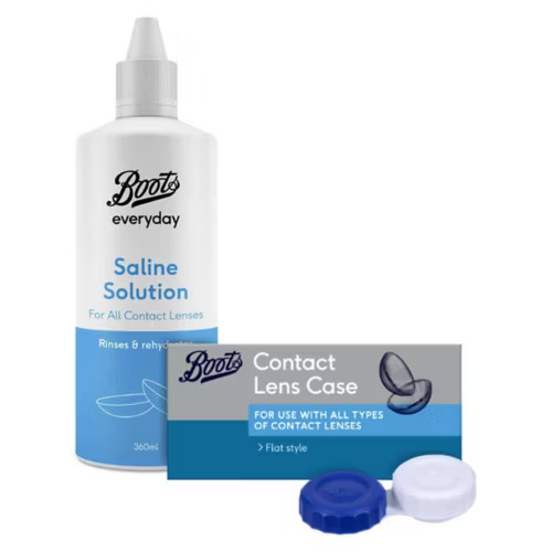 Boots Saline Solution 360ml with Lens Case Bundle