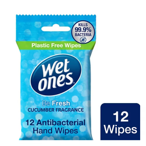 Wet Ones Be Fresh Biodegradable Antibacterial Hand Wipes 12 Pack