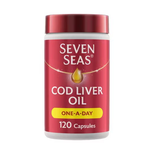 Seven Seas Cod Liver Oil One-A-Day Omega-3 Fish Oil & Vitamin D 120 Capsules