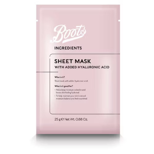 Boots Ingredients Hyaluronic Acid Sheet Mask (Bulk Buy Pack Of 6)