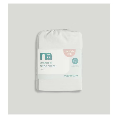 Mothercare Essentials Bedside Crib Fitted Sheet Grey 2s