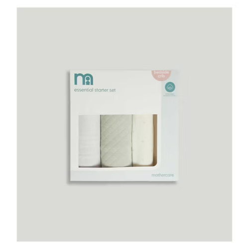 Mothercare Essentials Bedside Crib Starter Set Grey