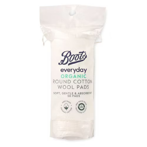 Boots Everyday Organic Round Cotton Wool Pads 50 Pads
