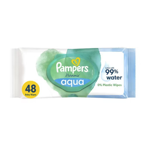 Pampers Harmonie Aqua Baby Wipes Plastic Free 48s