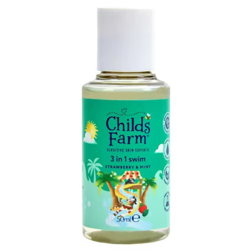 Childs Farm 3 in 1 Swim 50ml, Strawberry & Mint, Gentle Shampoo & Conditioner