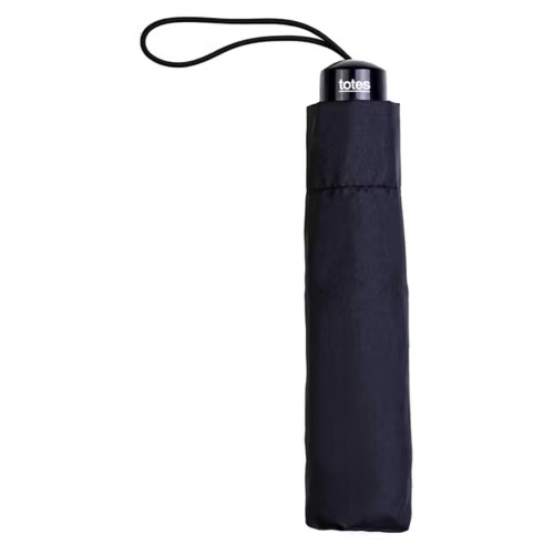 Totes Slim Round Umbrella Plain Black