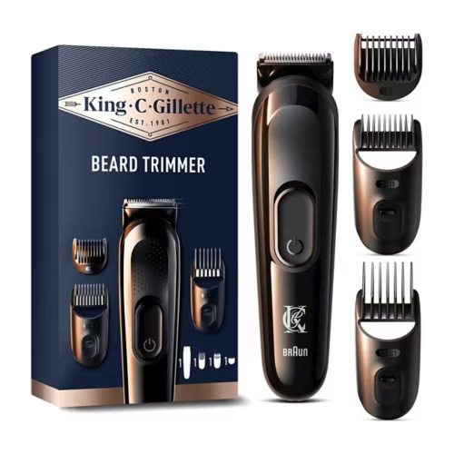 King C. Gillette Cordless Beard Trimmer Hair Clipper Kit with 3 Interchangeable